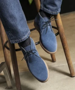 finsburyshoes shop Bottines SAHARA Daim Bleu* Maroquinerie|Tous Les Accessoires