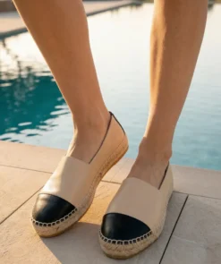 finsburyshoes shop Espadrille IZIA Beige et Noir*Femme Ballerines|Tous Les Souliers