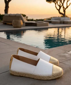 finsburyshoes shop Espadrille IZIA Blanc et Or*Femme Ballerines|Tous Les Souliers