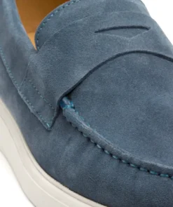 finsburyshoes shop Mocassin ACAPULCO Veau Velours Bleu Azur*Homme Toutes Les Chaussures|Semelle Gomme
