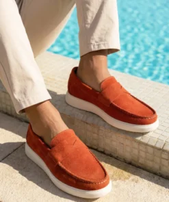 finsburyshoes shop Mocassin ACAPULCO Veau Velours Brique*Homme Mocassins|Toutes Les Chaussures