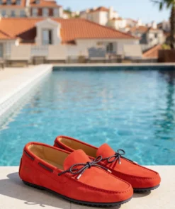 finsburyshoes shop Mocassin CANCUN Daim Rouge*Homme Toutes Les Chaussures|Semelle Gomme