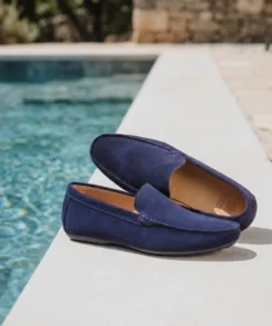 finsburyshoes shop Mocassin DANDY Veau Velours Bleu Marine*Homme Toutes Les Chaussures|Chaussures De Ville