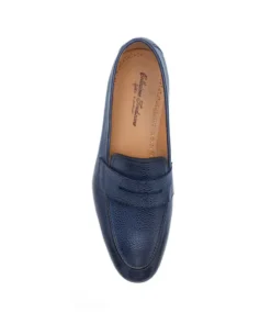 finsburyshoes shop Mocassin MARKOS Grainé Bleu Patiné*Homme Toutes Les Chaussures|Mariage & Cérémonie