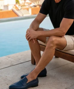 finsburyshoes shop Mocassin MARKOS Grainé Bleu Patiné*Homme Toutes Les Chaussures|Mariage & Cérémonie