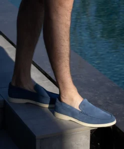 finsburyshoes shop Mocassin MONACO Daim Bleu* Maroquinerie|Tous Les Accessoires