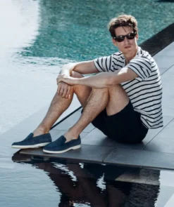 finsburyshoes shop Mocassin MONACO Daim Bleu* Maroquinerie|Tous Les Accessoires