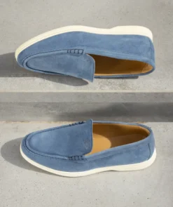 finsburyshoes shop Mocassin MONACO Daim Bleu* Maroquinerie|Tous Les Accessoires