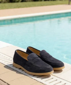finsburyshoes shop Mocassin PORTOBELLO Daim Bleu Marine*Homme Toutes Les Chaussures|Semelle Gomme