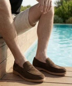 finsburyshoes shop Mocassin PORTOBELLO Daim Olive Sombre*Homme Toutes Les Chaussures|Semelle Gomme