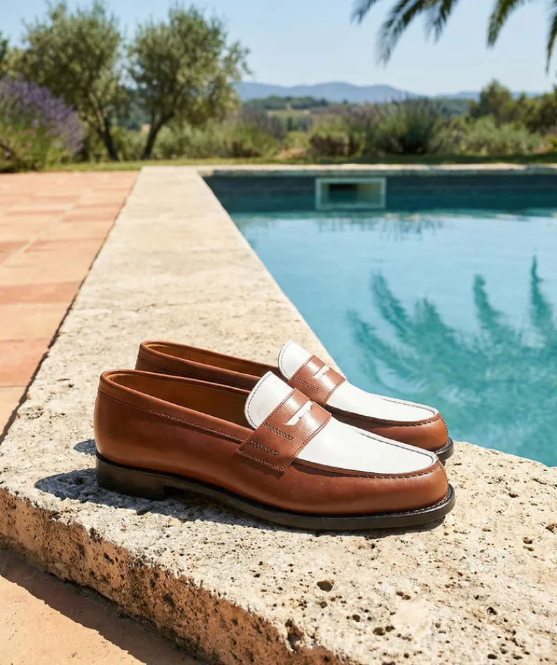 finsburyshoes shop Mocassins Bicolore LILOU Armagnac et Blanc*Femme Best Seller|Mocassins & Derbies