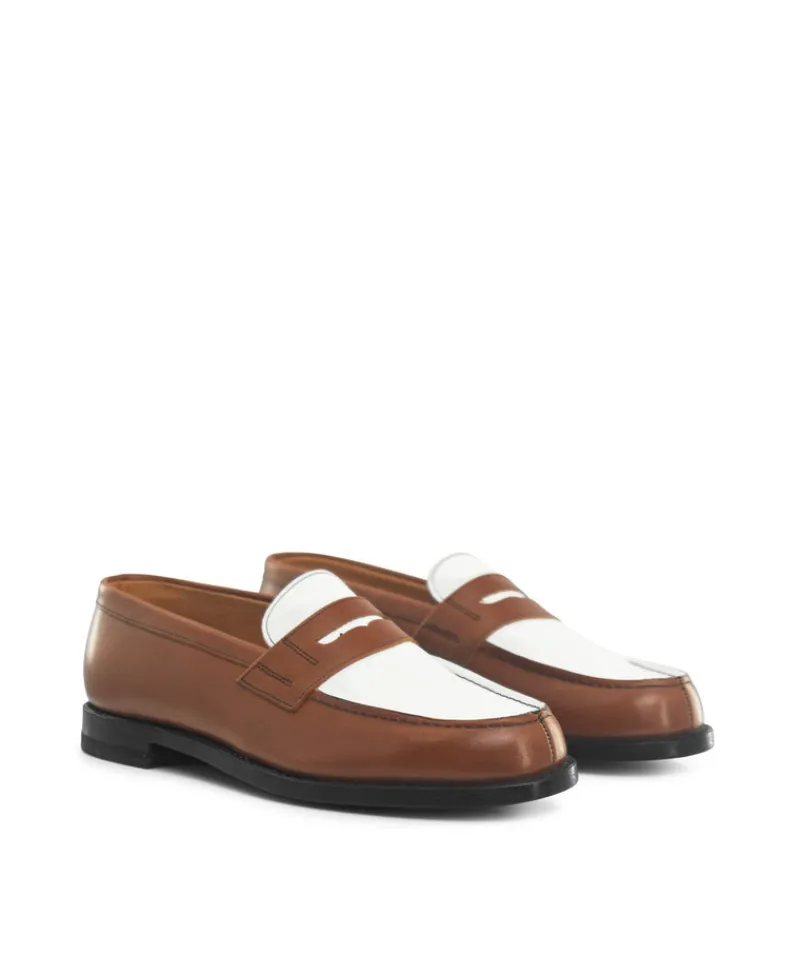 finsburyshoes shop Mocassins Bicolore LILOU Armagnac et Blanc*Femme Best Seller|Mocassins & Derbies