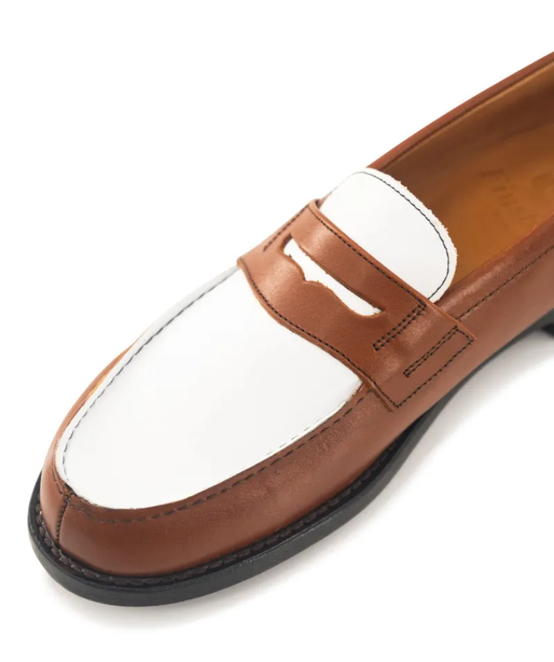 finsburyshoes shop Mocassins Bicolore LILOU Armagnac et Blanc*Femme Best Seller|Mocassins & Derbies