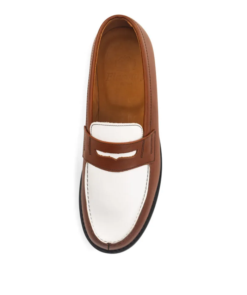 finsburyshoes shop Mocassins Bicolore LILOU Armagnac et Blanc*Femme Best Seller|Mocassins & Derbies