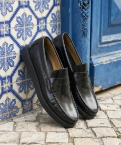 finsburyshoes shop Mocassins EDUARDO Noir Lisse*Homme Nouveautés|Toutes Les Chaussures