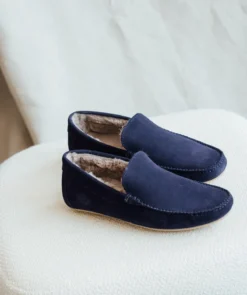 finsburyshoes shop Pantoufle Fourrée HOMS Daim Bleu Marine* Toutes Les Chaussures|Chaussures Casual