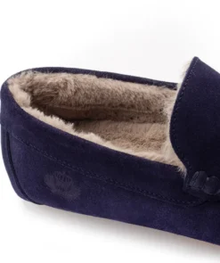 finsburyshoes shop Pantoufle Fourrée HOMS Daim Bleu Marine* Toutes Les Chaussures|Chaussures Casual