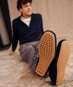 finsburyshoes shop Pantoufle Fourrée HOMS Daim Bleu Marine* Toutes Les Chaussures|Chaussures Casual