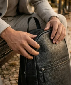 finsburyshoes shop Sac à Dos en Cuir Grainé Noir*Homme Maroquinerie|Tous Les Accessoires
