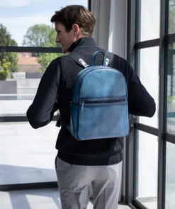 finsburyshoes shop Sac à Dos en Cuir Patiné Bleu*Homme Maroquinerie|Tous Les Accessoires