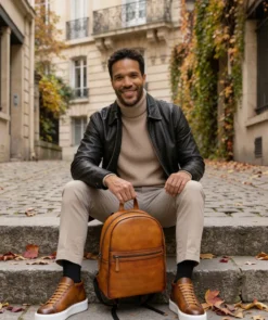 finsburyshoes shop Sac à Dos en Cuir Patiné Gold*Homme Maroquinerie|Tous Les Accessoires
