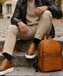 finsburyshoes shop Sac à Dos en Cuir Patiné Gold*Homme Maroquinerie|Tous Les Accessoires