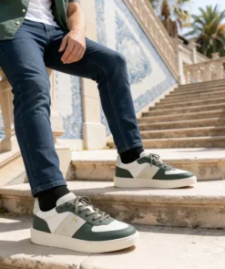 finsburyshoes shop Sneakers ALEXIS Vert et Blanc*Homme Nouveautés|Toutes Les Chaussures