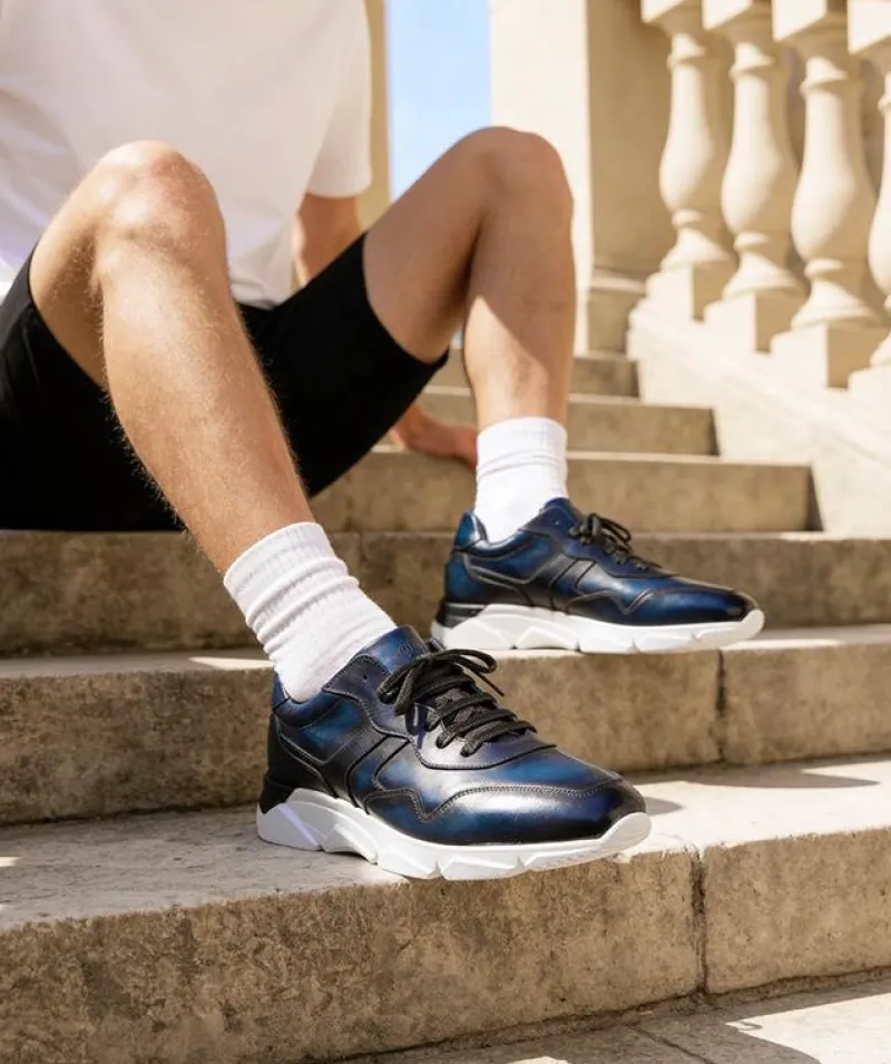 finsburyshoes shop Sneakers PAOLO Bleu Patiné*Homme Toutes Les Chaussures|Chaussures Casual