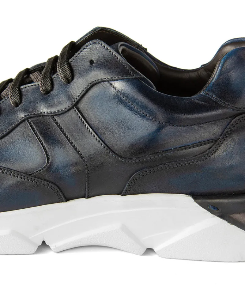 finsburyshoes shop Sneakers PAOLO Bleu Patiné*Homme Toutes Les Chaussures|Chaussures Casual