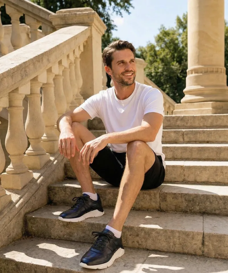 finsburyshoes shop Sneakers PAOLO Bleu Patiné*Homme Toutes Les Chaussures|Chaussures Casual